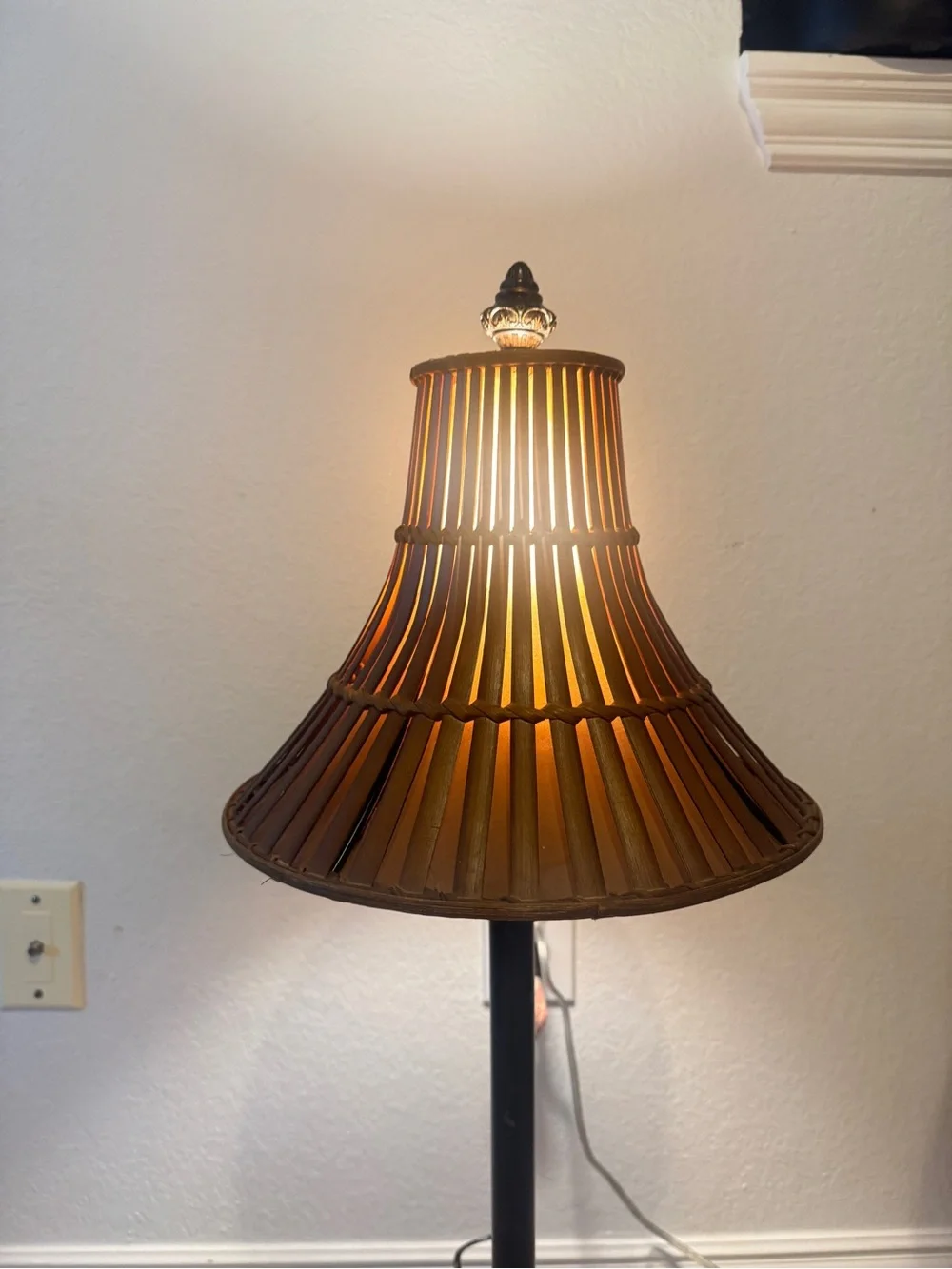 Vintage MCM Woven Bamboo Lamp Shade